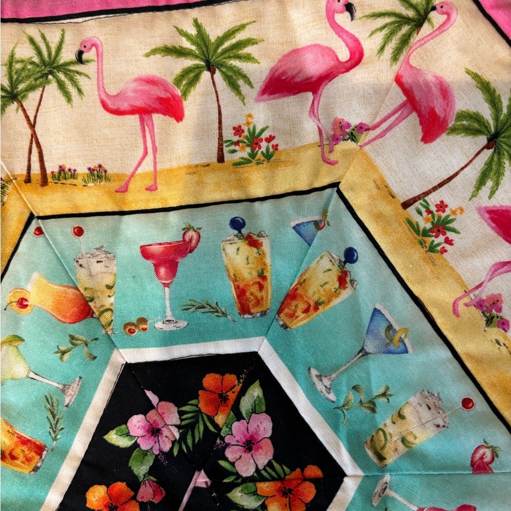 Table topper with Caribbean colors. 24” x 14”. New. Hand made. Cotton fabric. - Picture 2 of 3